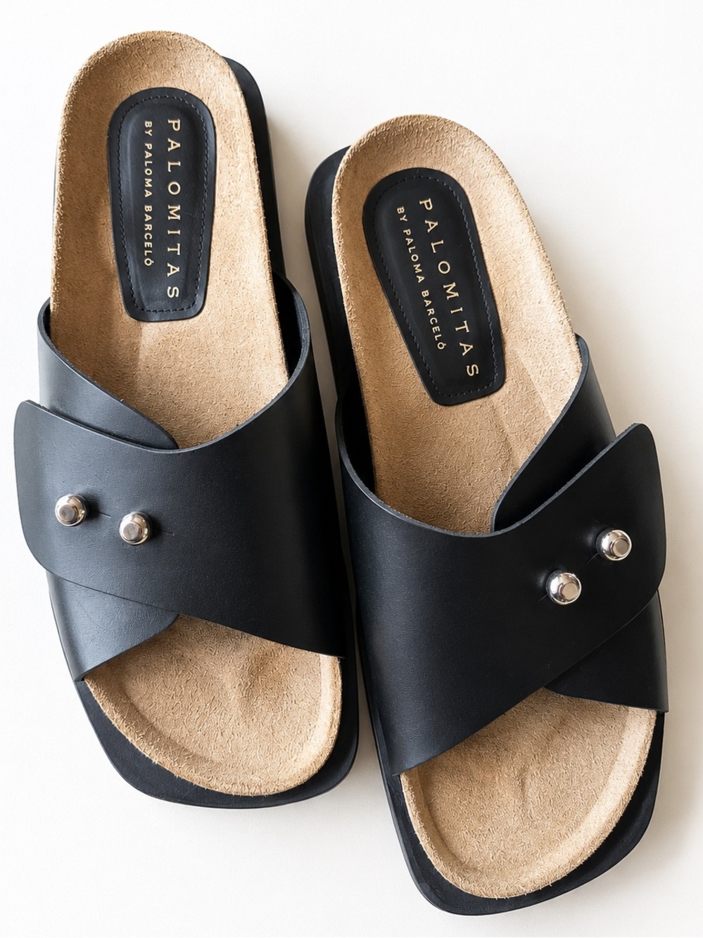 Palomitas by Paloma Barceló Black Leather Slide Sandals – EU 41